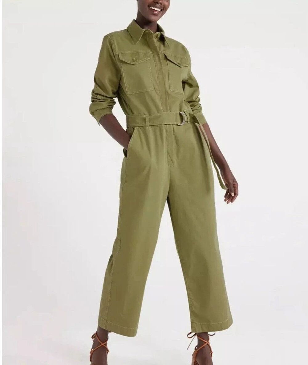 Military Inspired, Functional, Boho Chic, Olive Green Jumpsuit Women XS